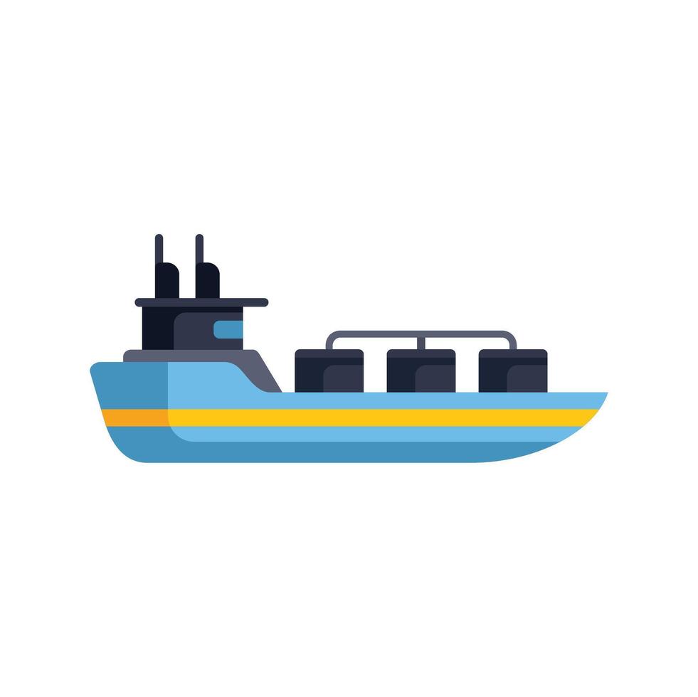 Large industrial cargo ship transporting goods across the ocean vector