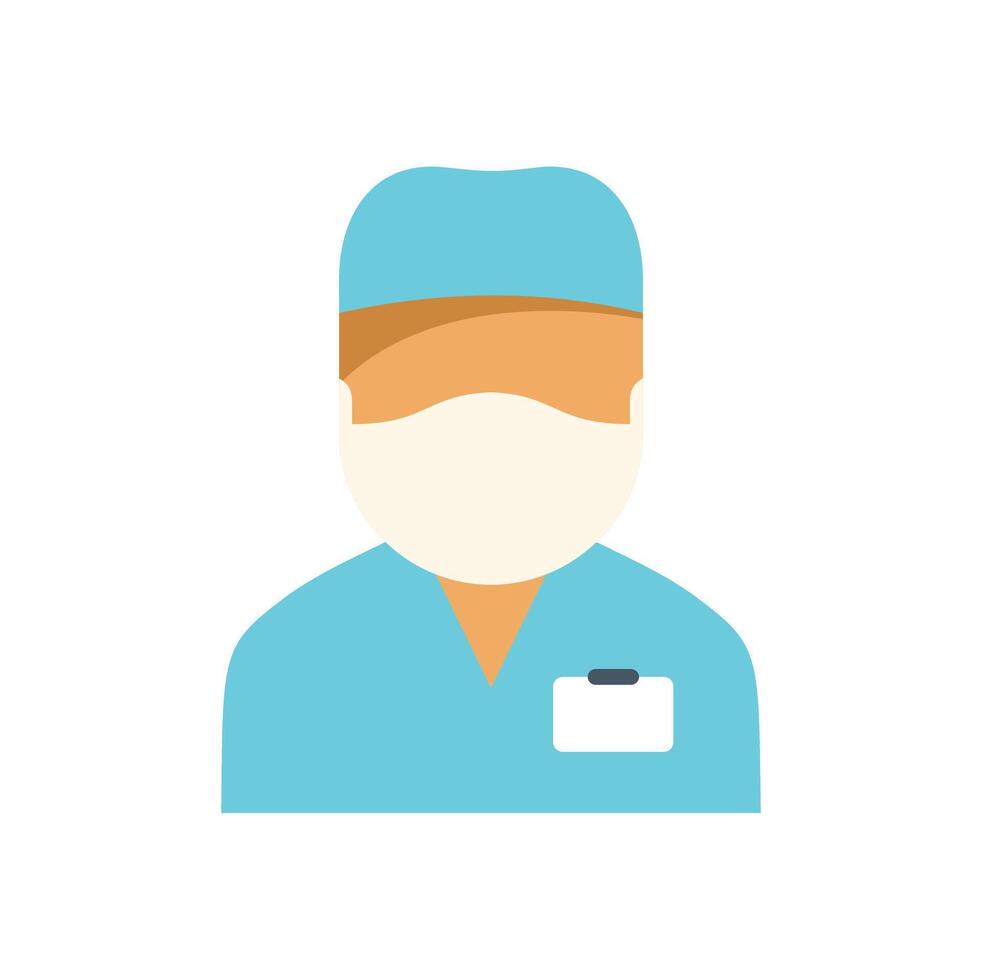 Doctor wearing surgical mask and scrubs with name tag vector
