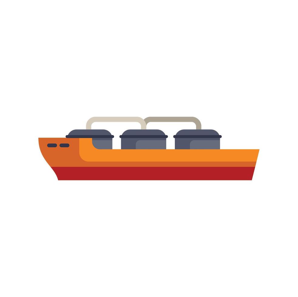 Large orange and red cargo ship transporting oil on white background vector