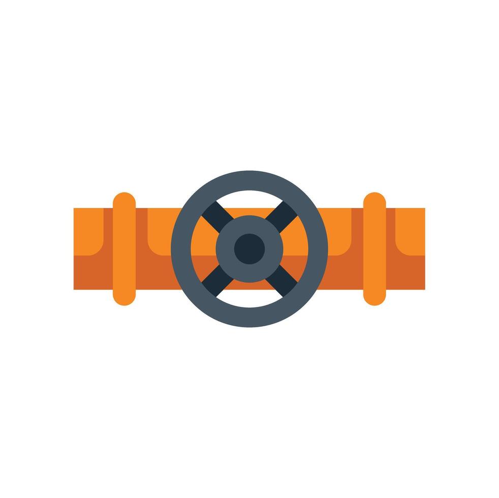 Industrial valve controlling flow through pipeline system vector