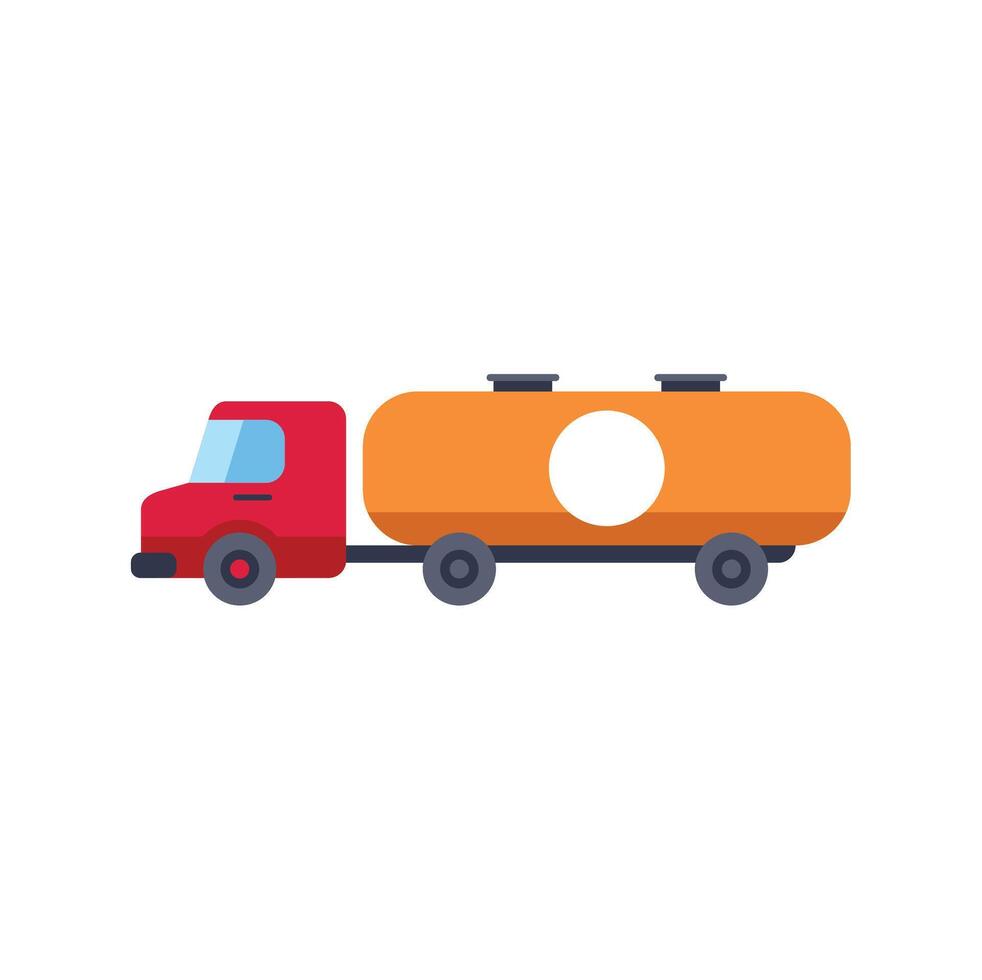 Red truck delivering gas using tank trailer isolated on white background vector