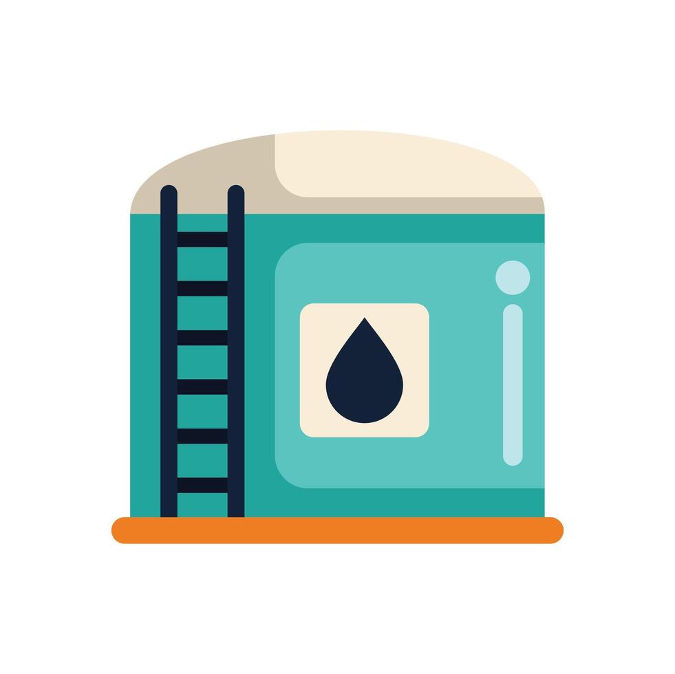 Large water tank storing liquid with ladder for maintenance vector