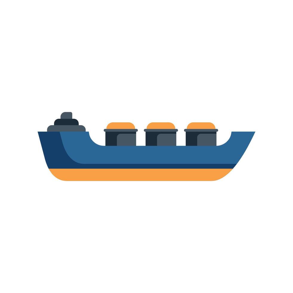 Big cargo ship carrying three containers on sea vector