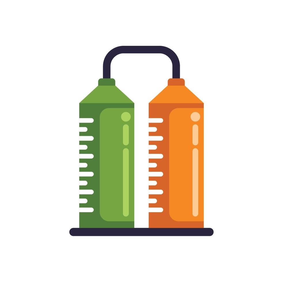 Industrial gas cylinders connected with pipeline for storage and transportation vector