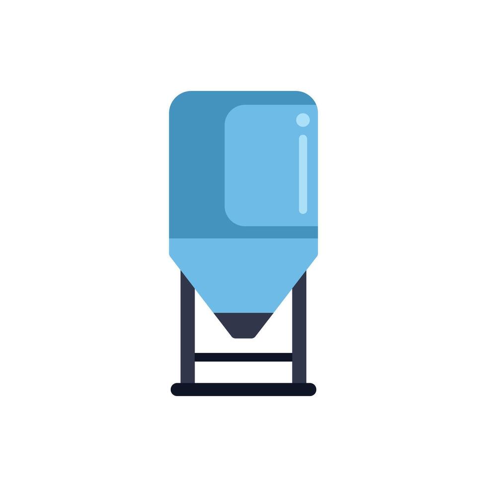 Blue industrial silo standing on support structure vector