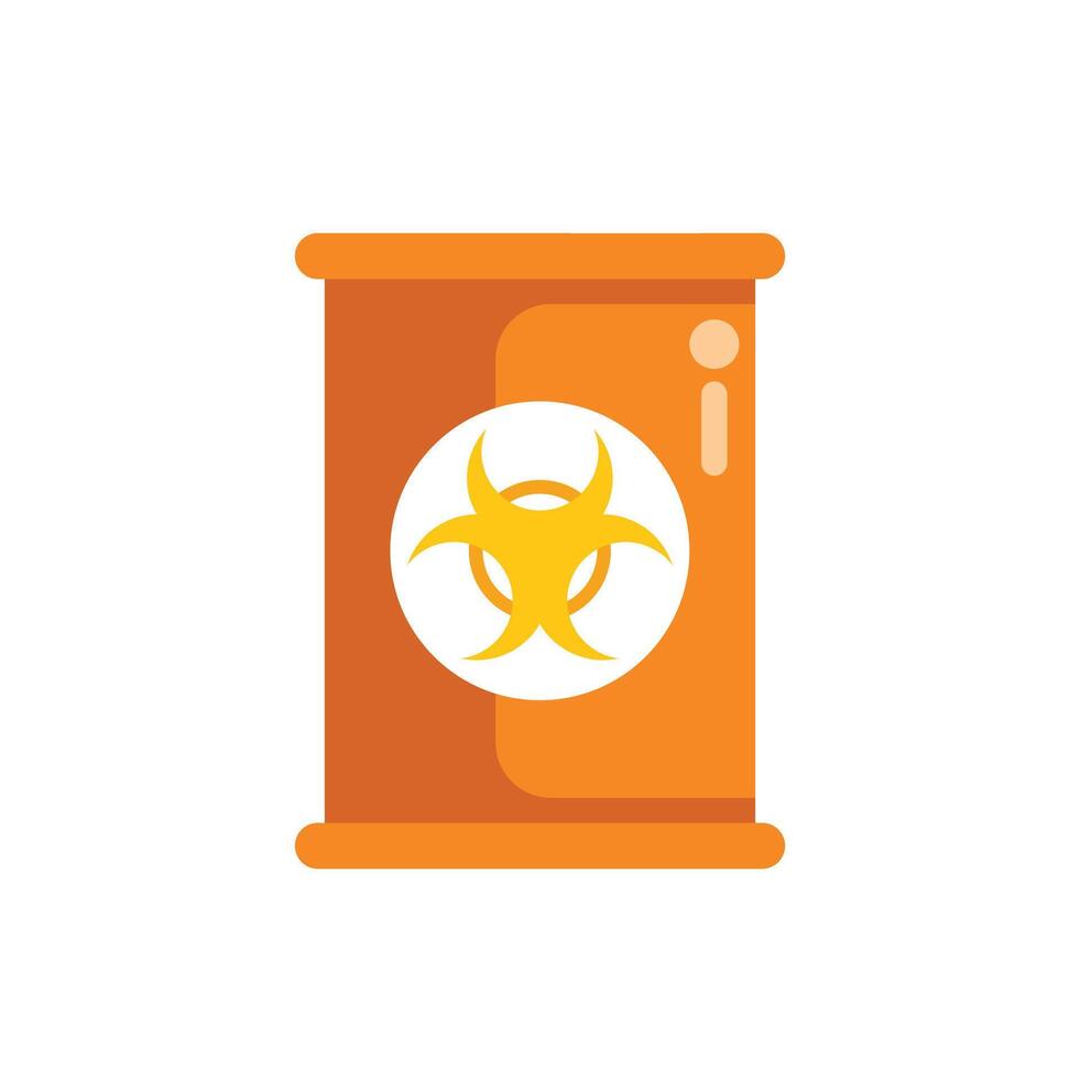 Orange barrel displaying biohazard symbol warning of hazardous materials vector