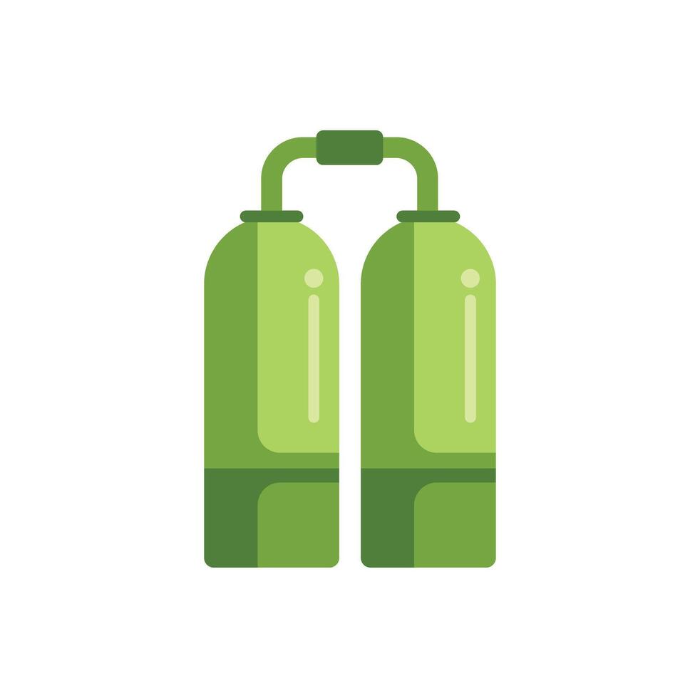 Green oxygen tanks for diving showing open valve vector