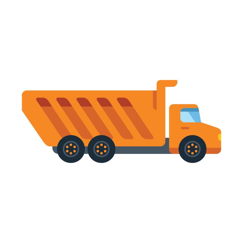 Orange dump truck transporting building materials vector