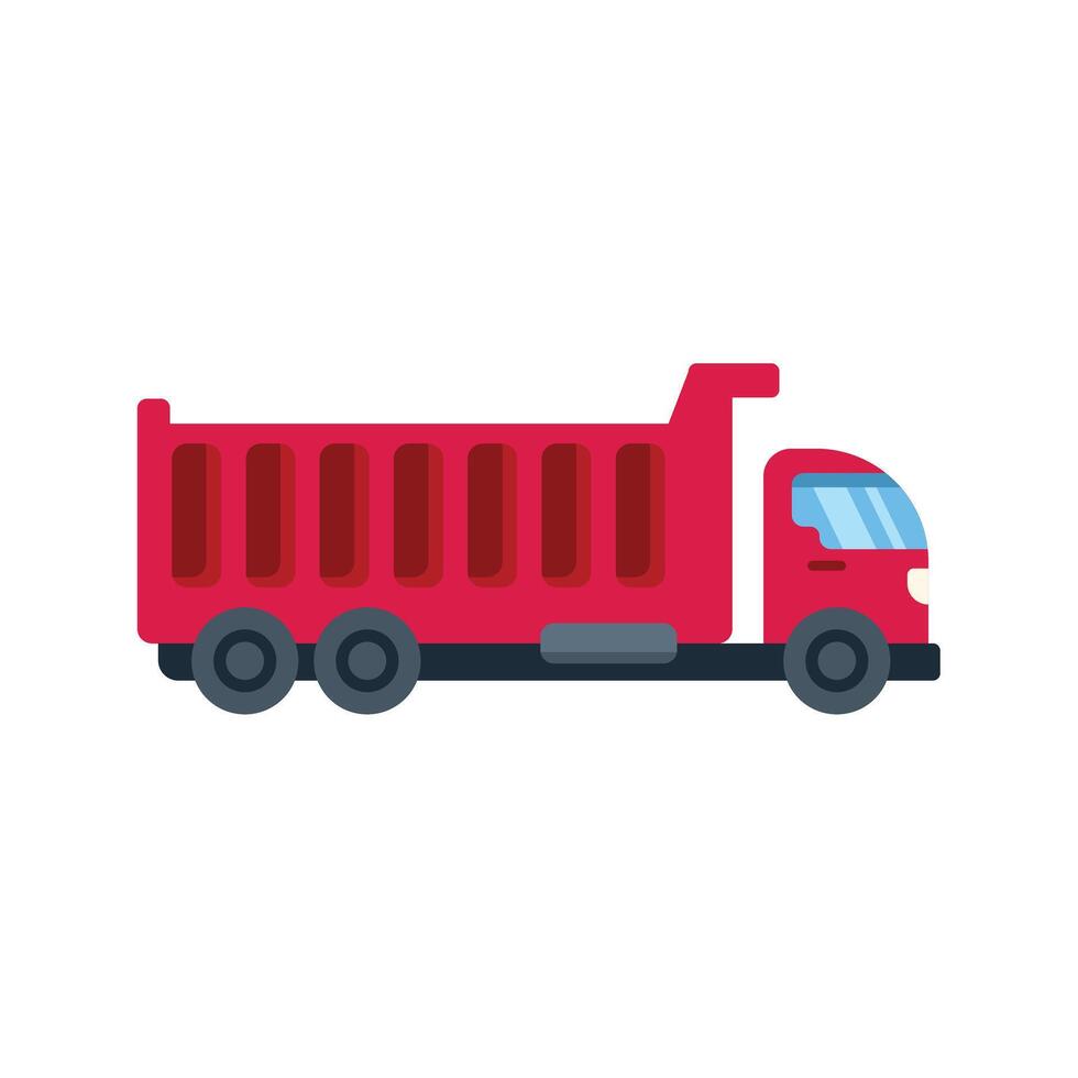 Red tipper lorry truck delivering building materials vector