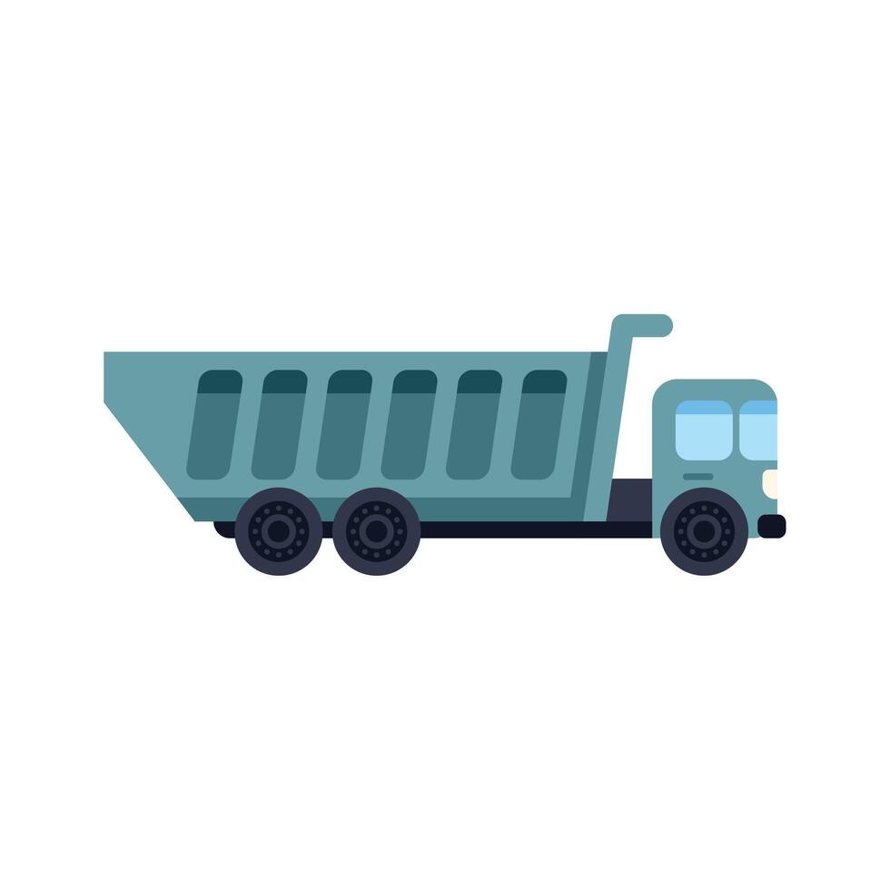 Green tipper truck transporting cargo side view vector
