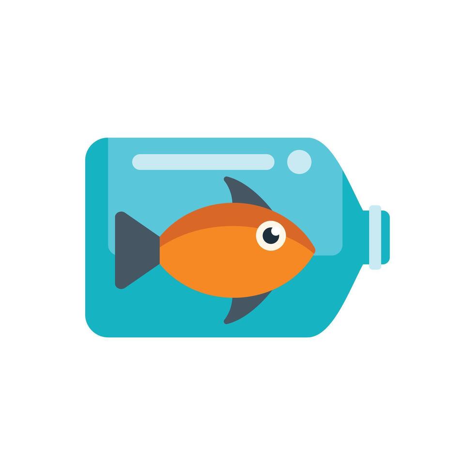 Fish trapped inside plastic bottle polluting the ocean vector