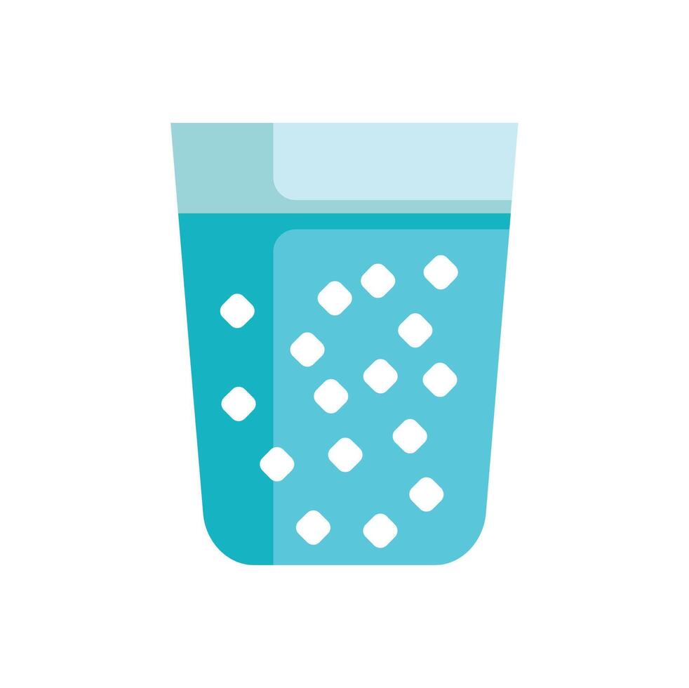 Glass containing water with ice cubes refreshing beverage icon vector