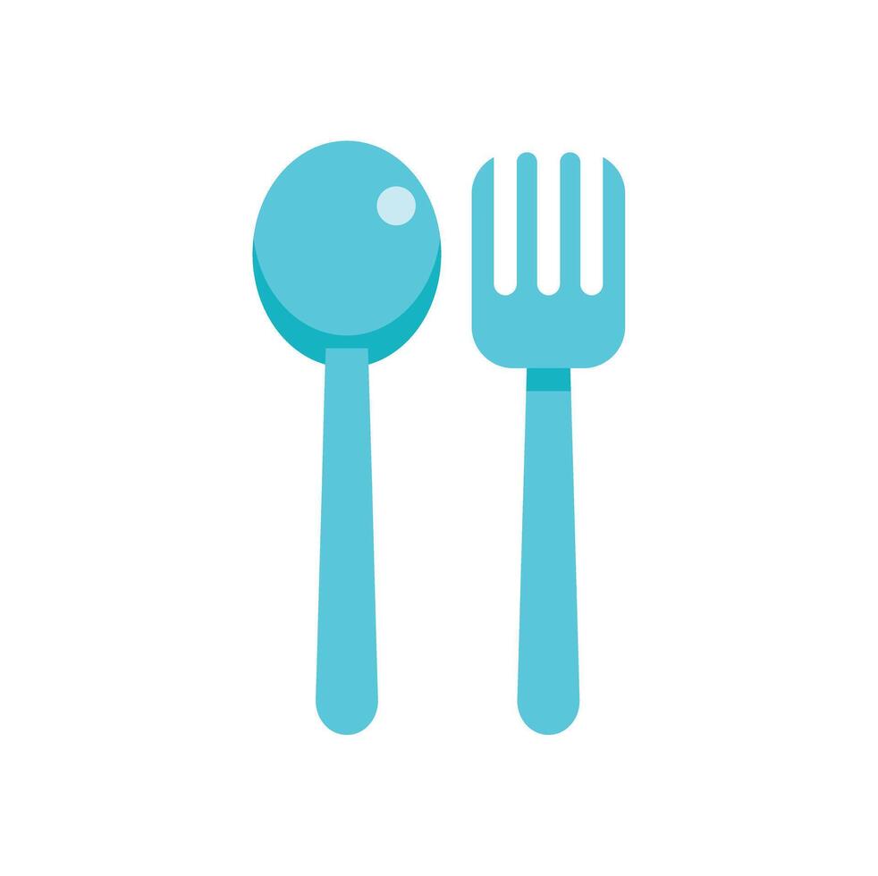 Blue spoon and fork showing eating utensils vector