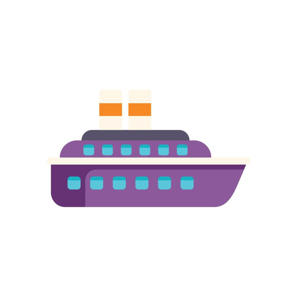 Big cruise ship sailing on water with passengers inside vector
