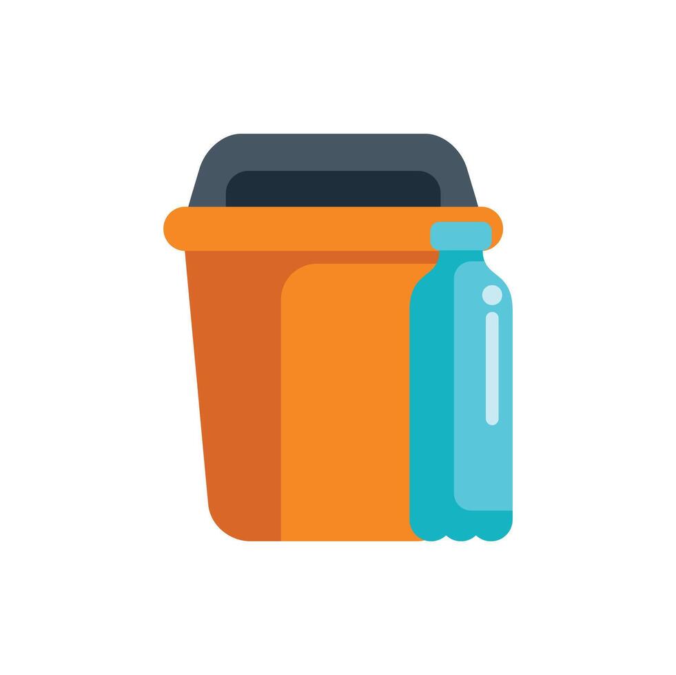 Plastic bottle being recycled in recycling bin icon vector
