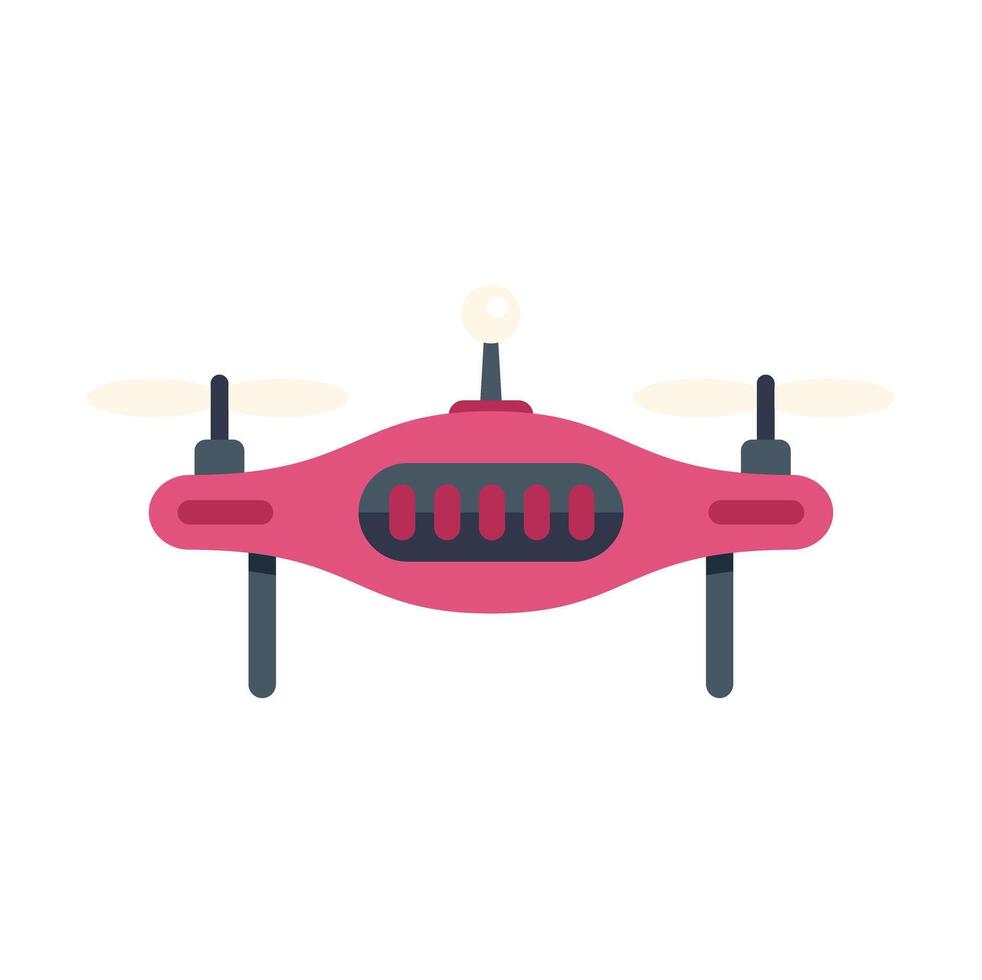Pink modern drone flying with four propellers vector