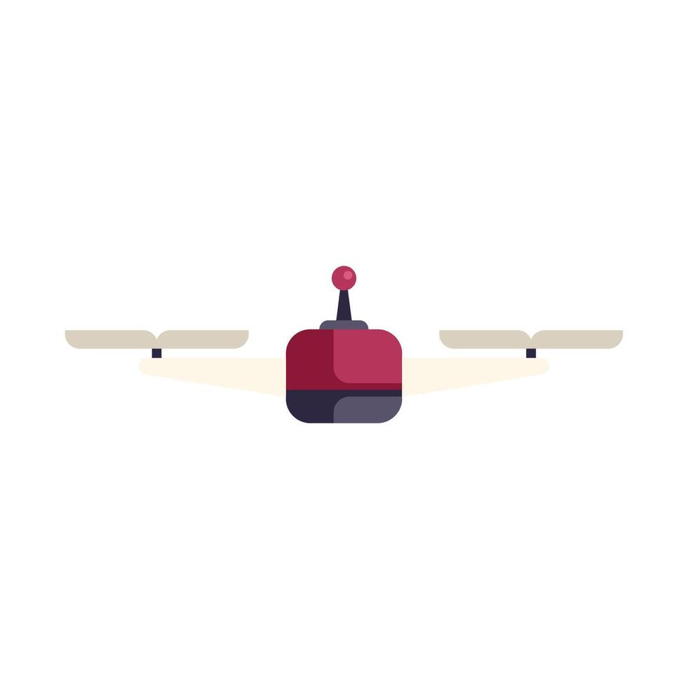Modern red drone flying with four propellers vector