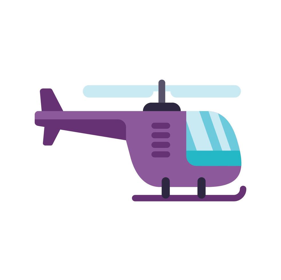 Purple helicopter flying with its blades rotating vector