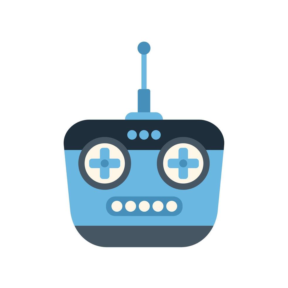 Blue and black remote control with antenna extended upwards vector