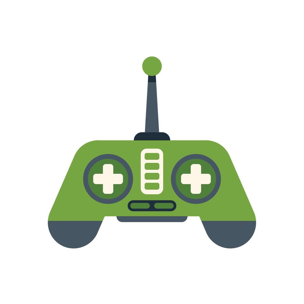 Green remote control with antenna for toys and games vector