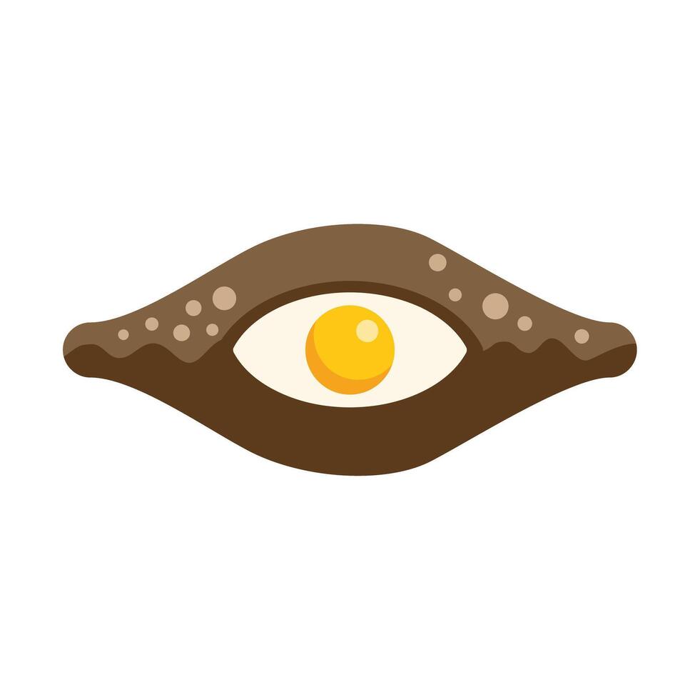 Traditional adjarian khachapuri with egg and dough icon showing georgian cuisine vector