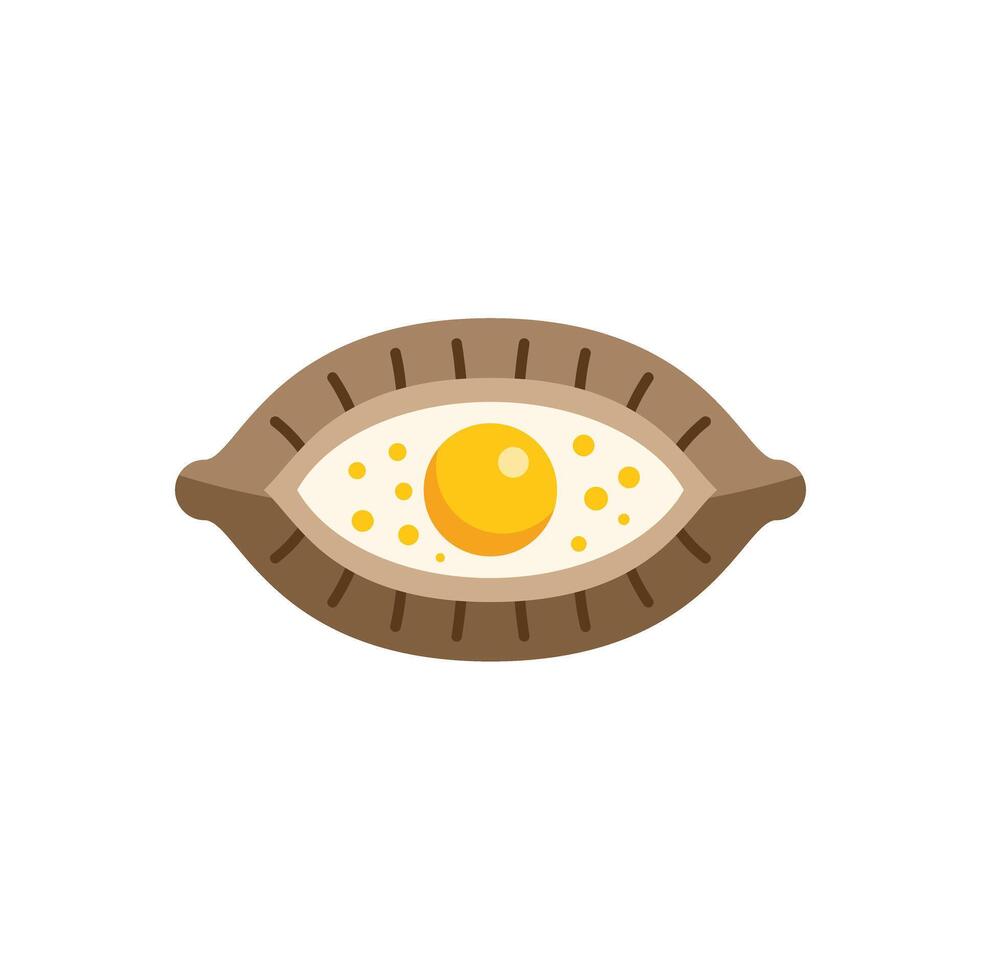 Traditional adjarian khachapuri with cheese and egg yolk baking in flat design vector