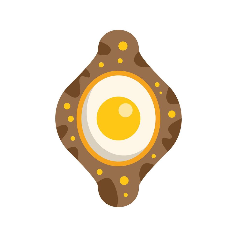 Fried egg on a plate with a brown spatter pattern vector