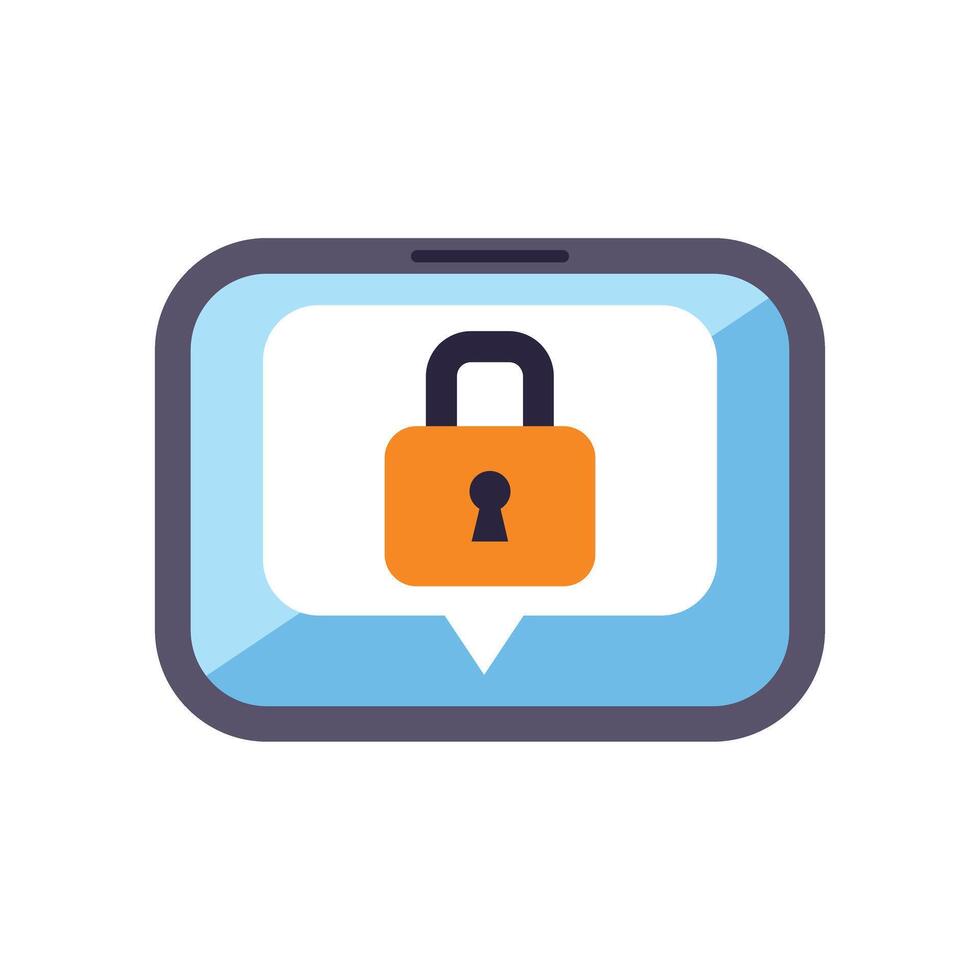 Smartphone showing security lock icon in speech bubble vector