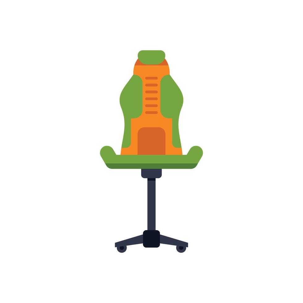 Green and orange gaming chair providing support for your back vector