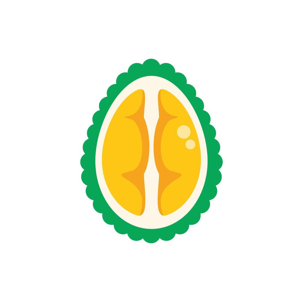 Durian fruit showing ripe yellow flesh icon vector