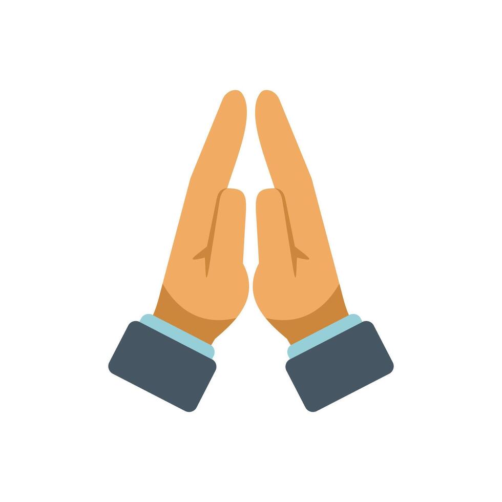 Businessman praying with folded hands icon illustration vector