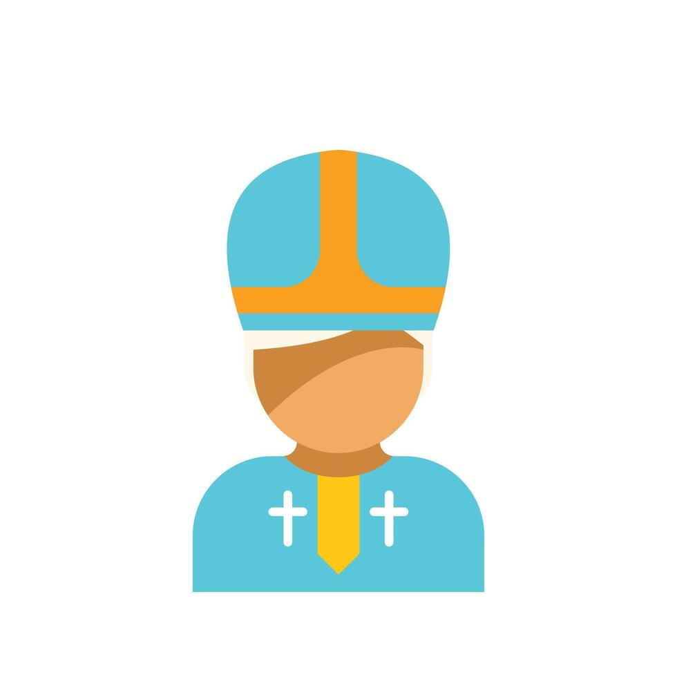 Catholic bishop wearing mitre hat and blue robe religious figure icon vector