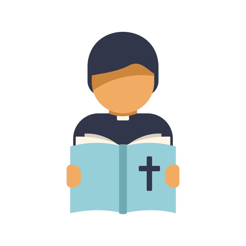 Catholic priest reading the holy bible wearing a cassock vector