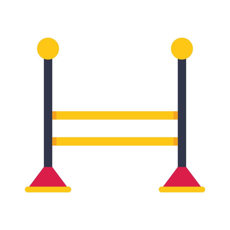 Show jumping obstacle with yellow plank and red base flat icon vector