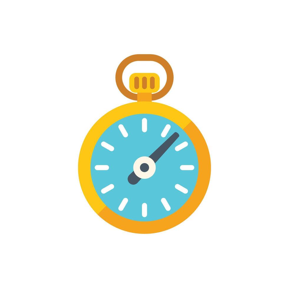 Golden pocket watch measuring time passing by vector
