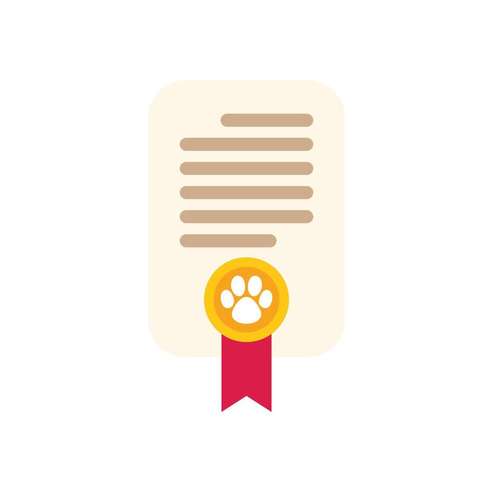 Dog adoption certificate with ribbon and paw print celebrating pet adoption vector