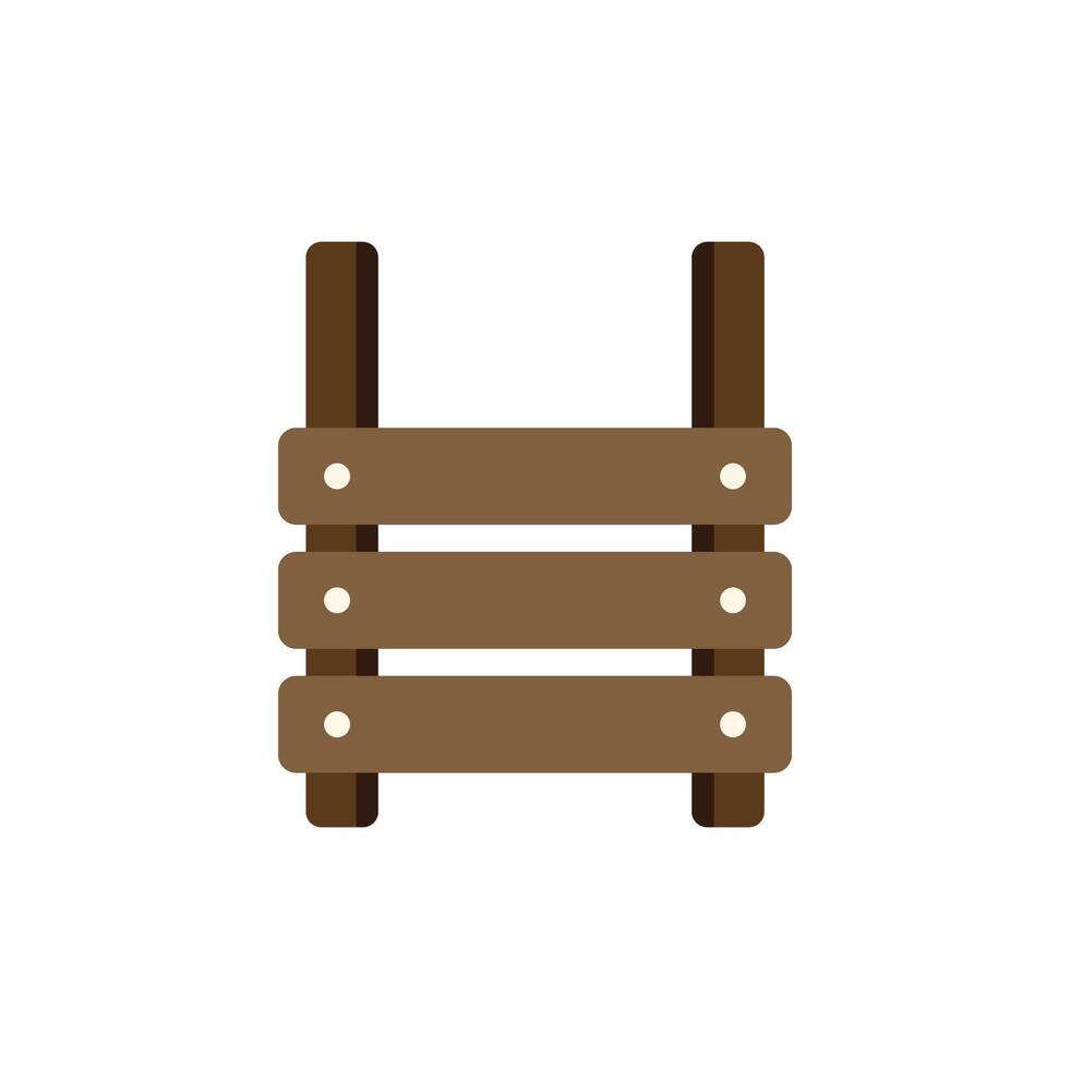 Wooden ladder showing three steps on white background vector
