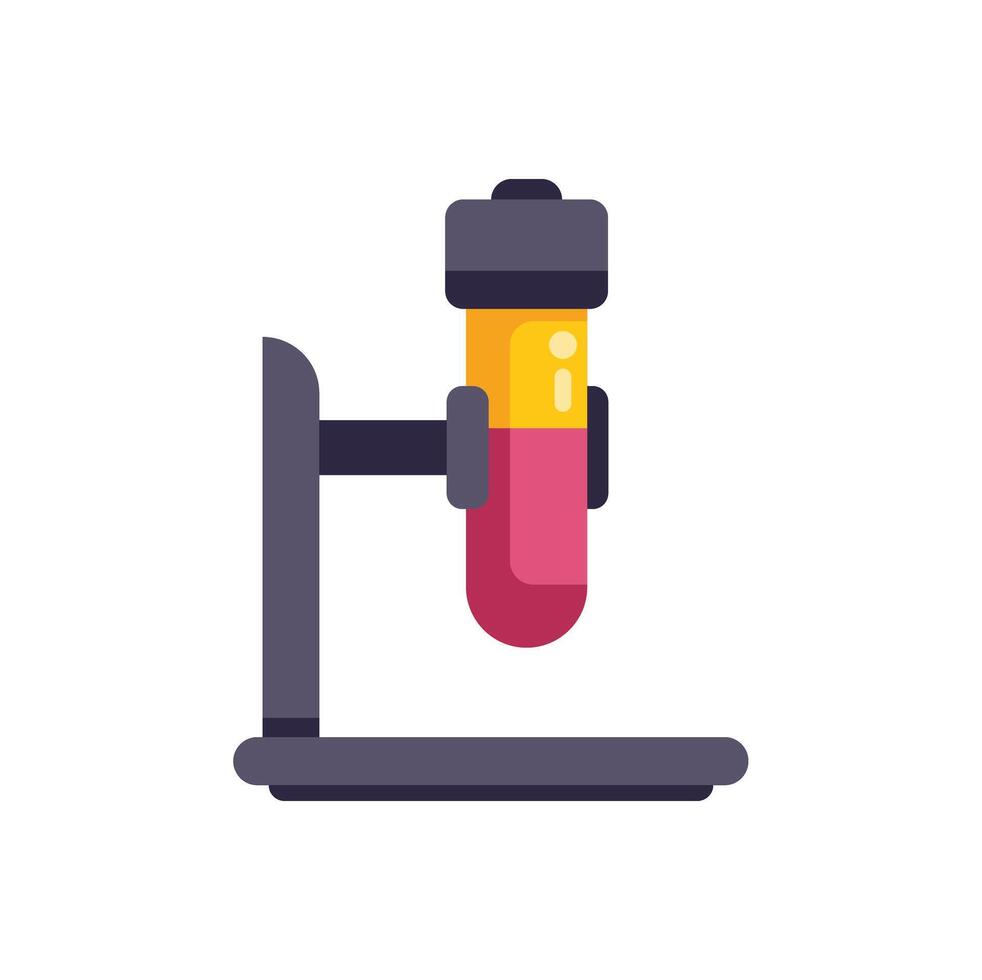 Test tube with blood sample being held by medical clamp in laboratory vector