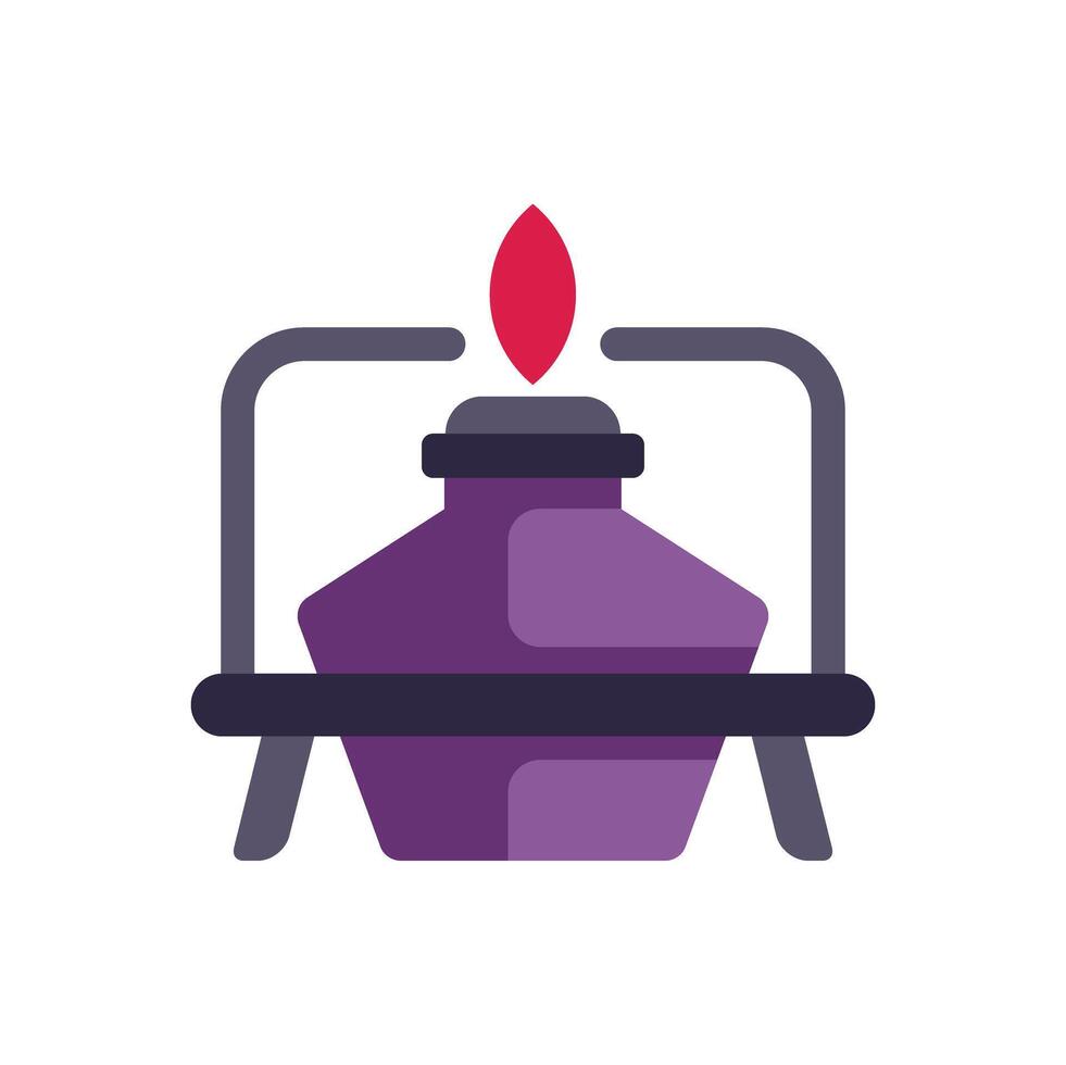 Bunsen burner heating up flask in a science experiment vector