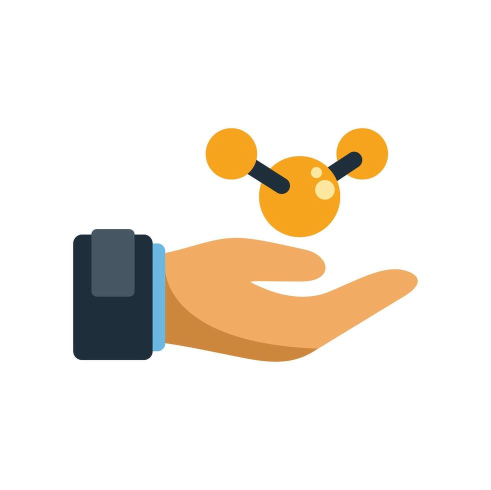 Businessman holding molecule symbolising innovation in science and technology vector