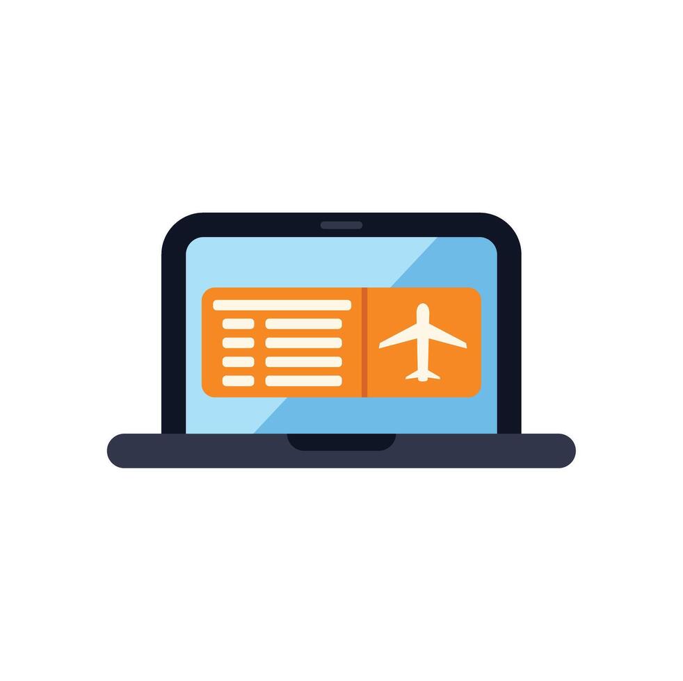 Laptop displaying boarding pass for online booking concept vector