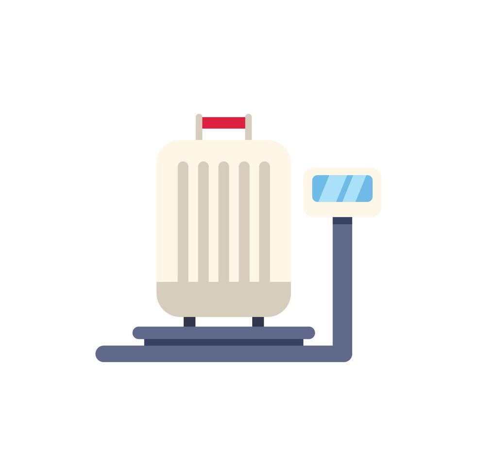 Suitcase standing on luggage scale before flight check in vector