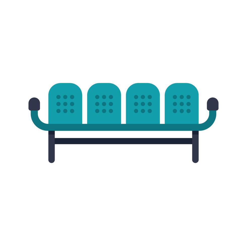 Empty green waiting chairs in public place icon vector