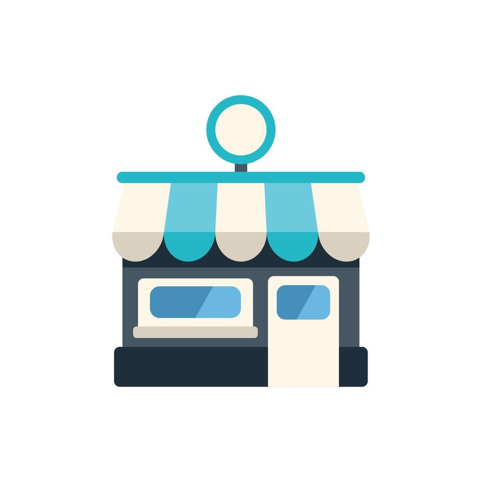 Small business storefront facade with awning and blank sign vector