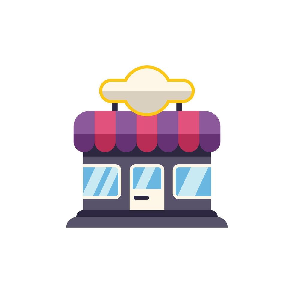Small business storefront with awning and blank sign representing local commerce vector