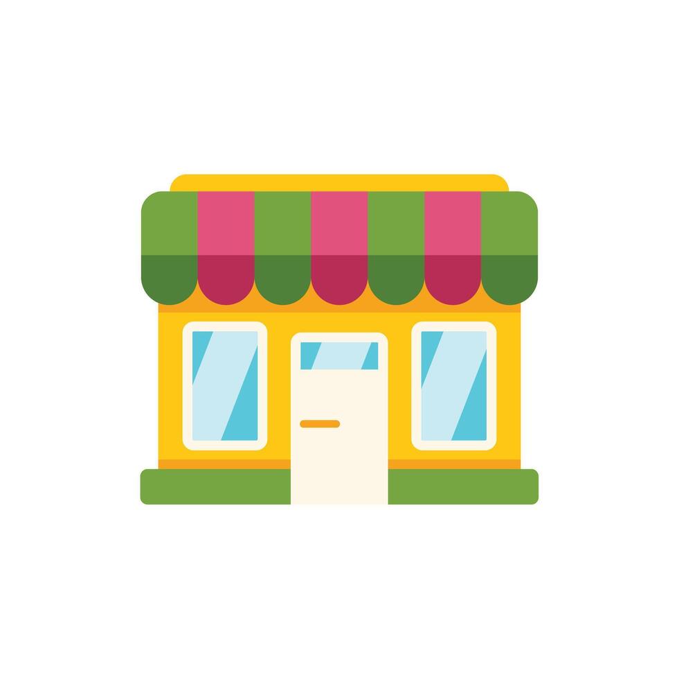 Small business storefront building facade with awning vector