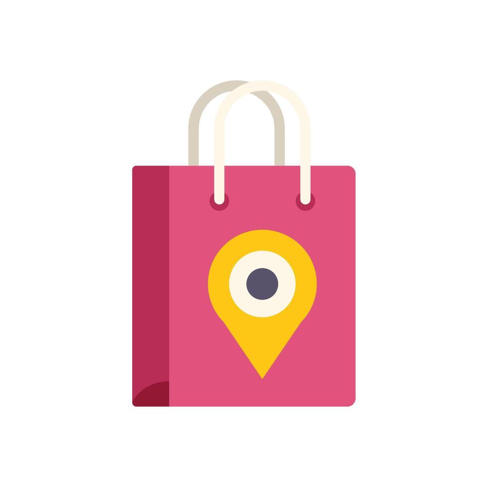 Shopping bag displaying location pin for local store purchases vector
