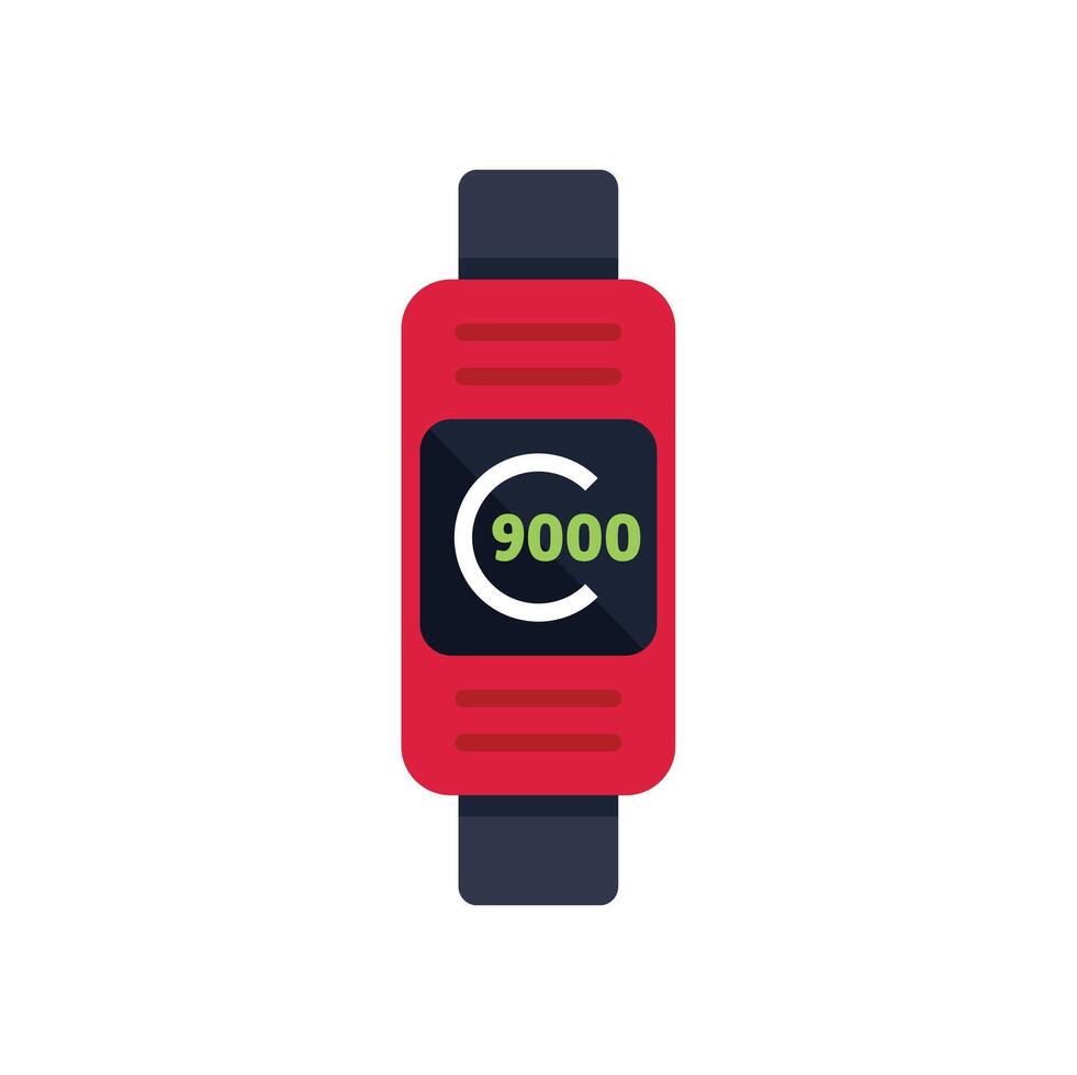 Red fitness tracker displaying steps walked icon vector