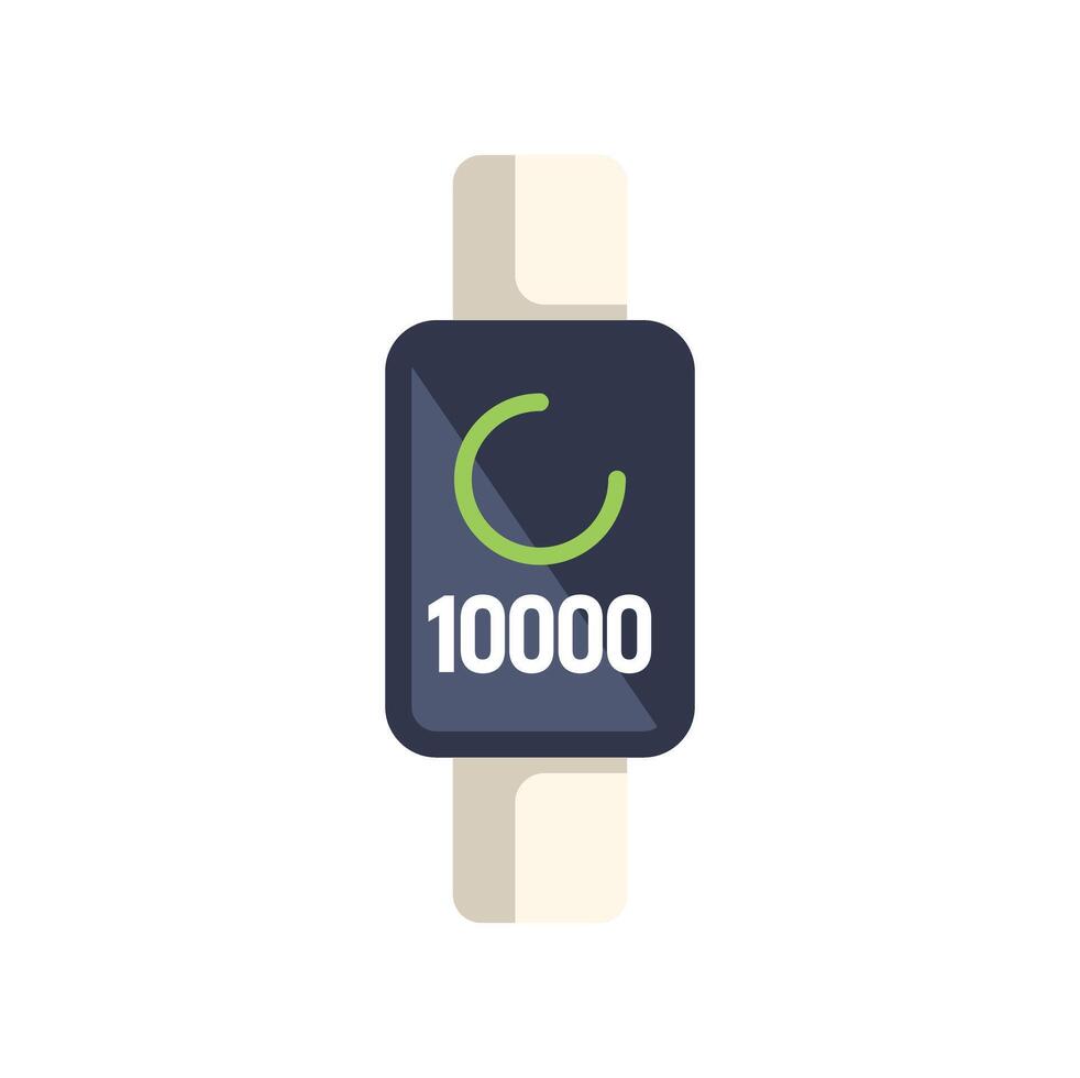 Smartwatch showing 10000 steps challenge progress bar vector