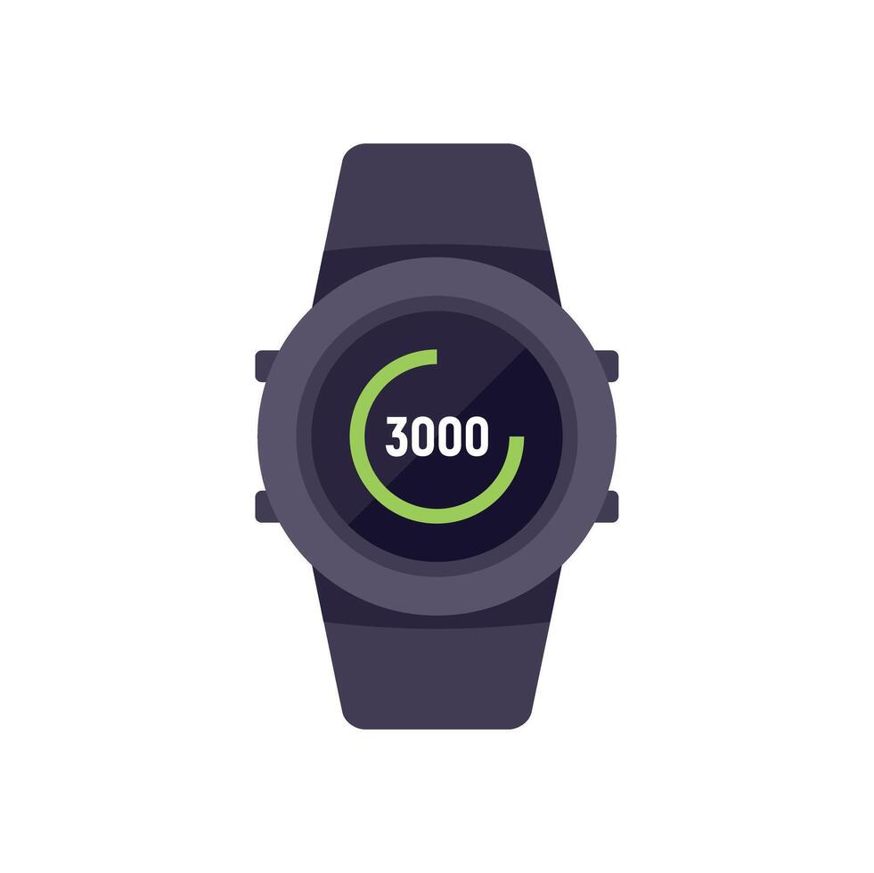 Smartwatch showing steps counter interface on screen vector